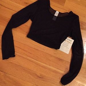 Spanx sheer black stretch long-sleeved/4 layering